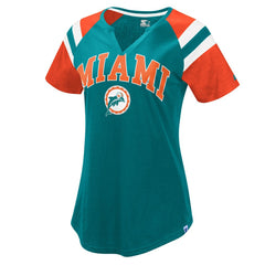 Miami Dolphins Starter Women's Game On Notch Neck Raglan T-Shirt
