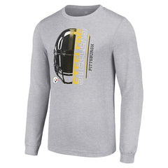 Pittsburgh Steelers Starter Half Helmet Logo Long Sleeve Heathered T-Shirt