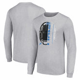 Detroit Lions Starter Half Helmet Logo Long Sleeve Heathered T-Shirt