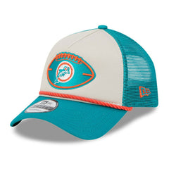 Miami Dolphins New Era 2024 Sideline Historic 9FORTY A-Frame Trucker Adjustable Hat