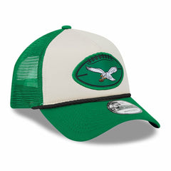 Philadelphia Eagles New Era 2024 Sideline Historic 9FORTY A-Frame Trucker Adjustable Hat