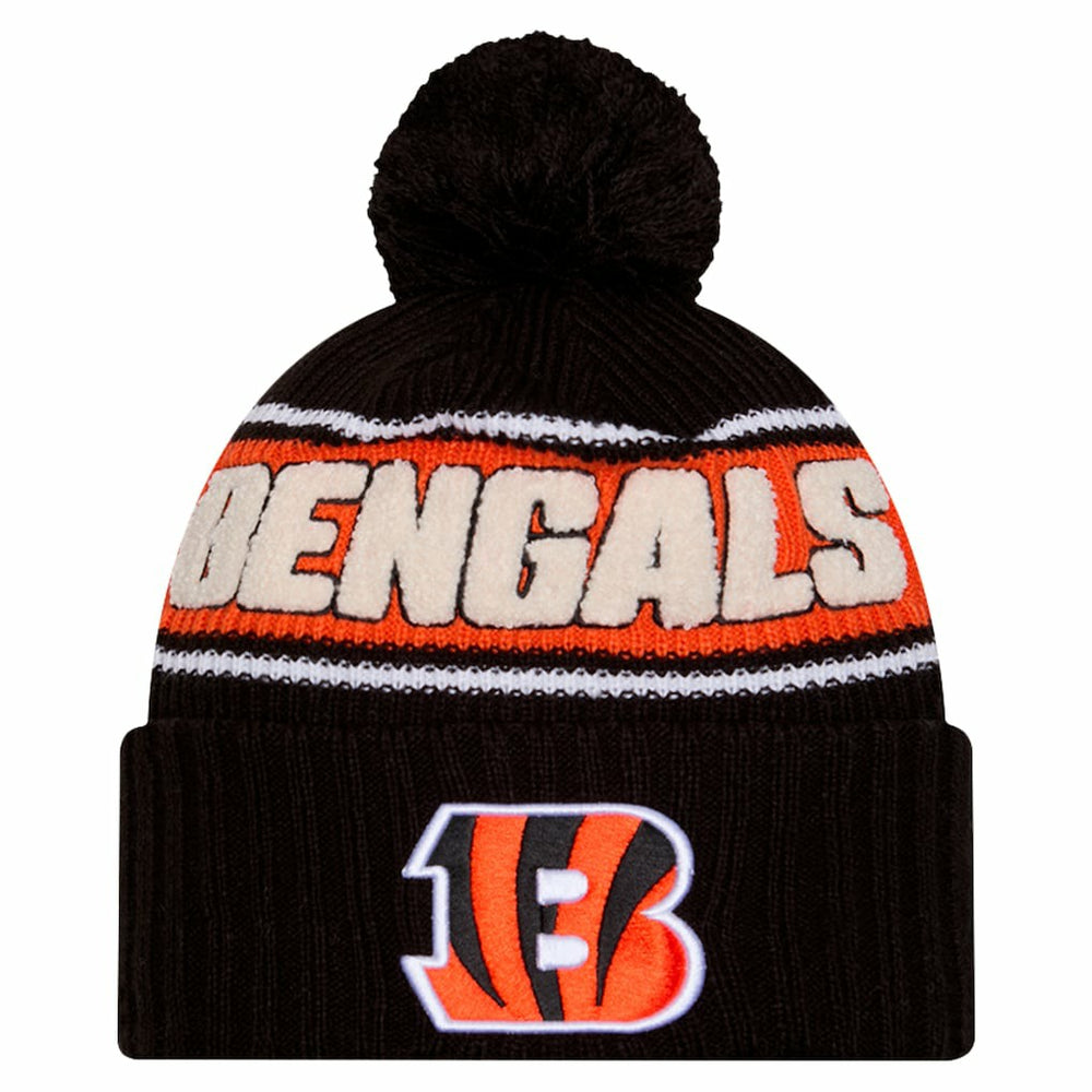 Cincinnati Bengals New Era 2024 Sideline Cuffed Knit Hat with Pom