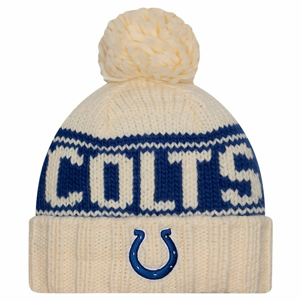 Indianapolis Colts New Era Women's 2024 Sideline Cuffed Knit Hat with Pom