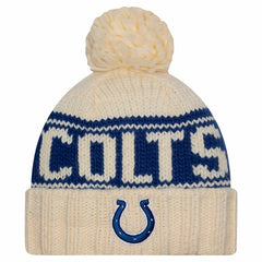 Indianapolis Colts New Era Women's 2024 Sideline Cuffed Knit Hat with Pom