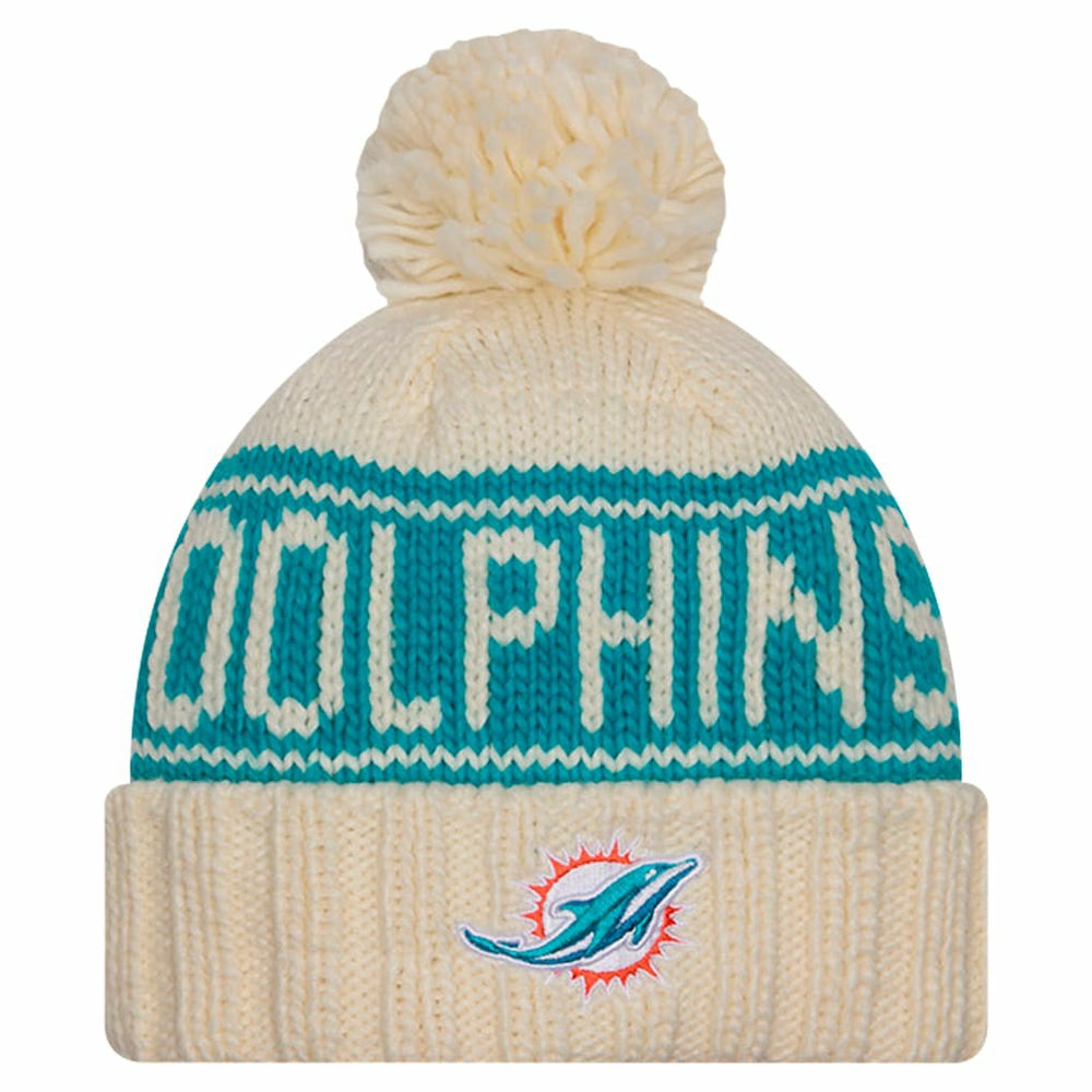 Miami Dolphins New Era Women's 2024 Sideline Cuffed Knit Hat with Pom