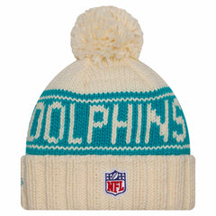 Miami Dolphins New Era Women's 2024 Sideline Cuffed Knit Hat with Pom