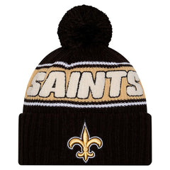 New Orleans Saints New Era Youth 2024 Sideline Sport Cuffed Knit Hat with Pom