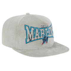 New Era Miami Marlins Gray Corduroy Golfer Snapback Hat | MLB Outlet