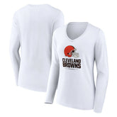 Cleveland Browns Women's Team Lockup Long Sleeve V-Neck T-Shirt
