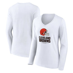 Cleveland Browns Women's Team Lockup Long Sleeve V-Neck T-Shirt