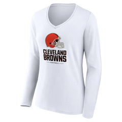 Cleveland Browns Women's Team Lockup Long Sleeve V-Neck T-Shirt