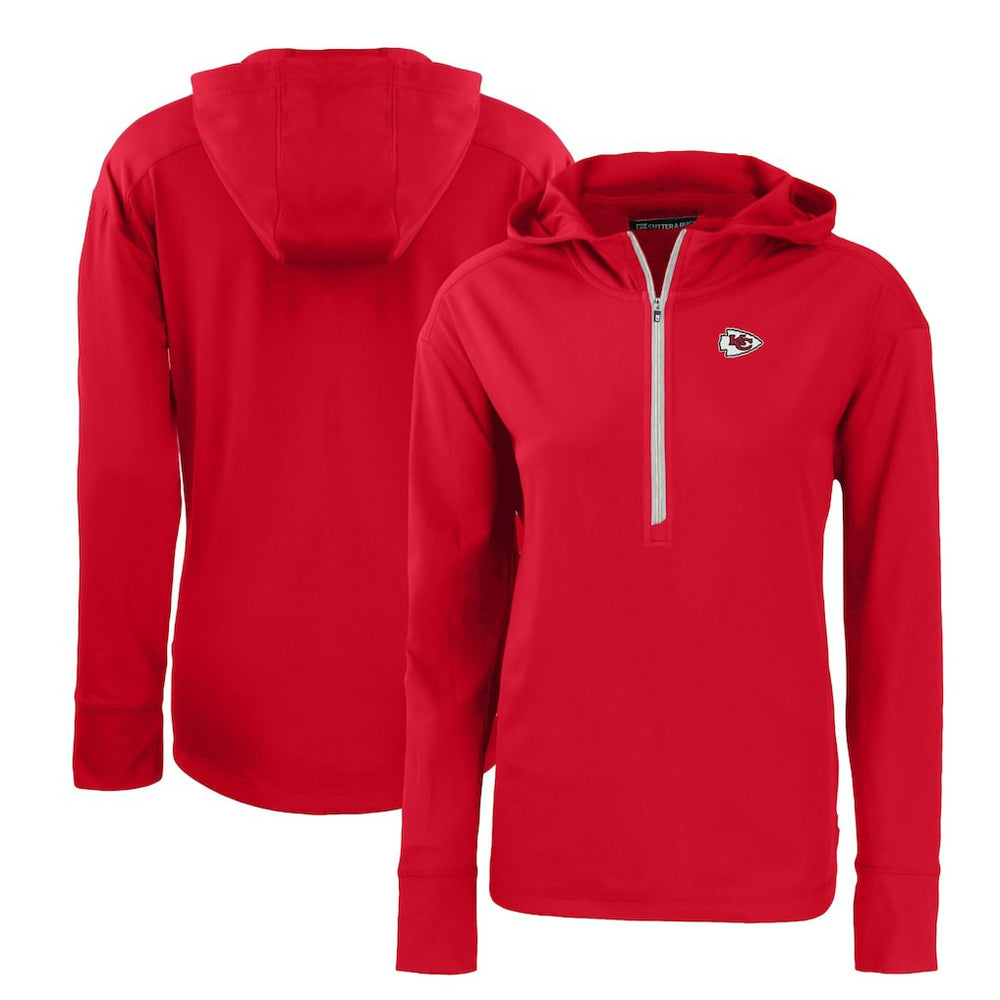 Kansas City Chiefs Cutter & Buck Women's Primary Mark Daybreak Eco Recycled Half-Zip Hoodie