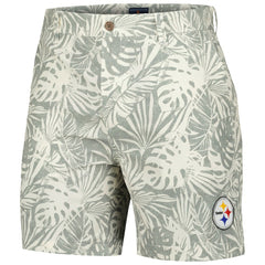 Pittsburgh Steelers Margaritaville Sandwashed Monstera Print Amphib Shorts