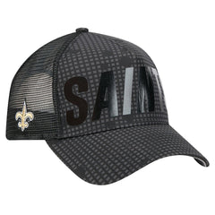 New Orleans Saints New Era Midnight Ink Tonal Text A-Frame Trucker 9FORTY Adjustable Hat