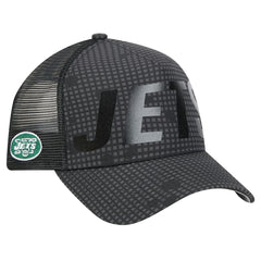 New York Jets New Era Throwback Midnight Ink Tonal Text A-Frame Trucker 9FORTY Adjustable Hat