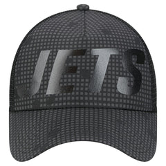 New York Jets New Era Throwback Midnight Ink Tonal Text A-Frame Trucker 9FORTY Adjustable Hat