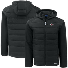 Kansas City Chiefs Cutter & Buck Big & Tall Evoke Hybrid Eco Softshell Recycled Full-Zip Hooded Jacket