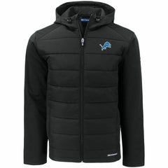 Detroit Lions Cutter & Buck Big & Tall Evoke Hybrid Eco Softshell Recycled Full-Zip Hooded Jacket