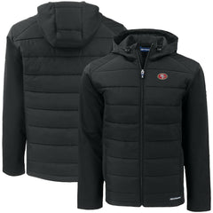 San Francisco 49ers Cutter & Buck Big & Tall Evoke Hybrid Eco Softshell Recycled Full-Zip Hooded Jacket