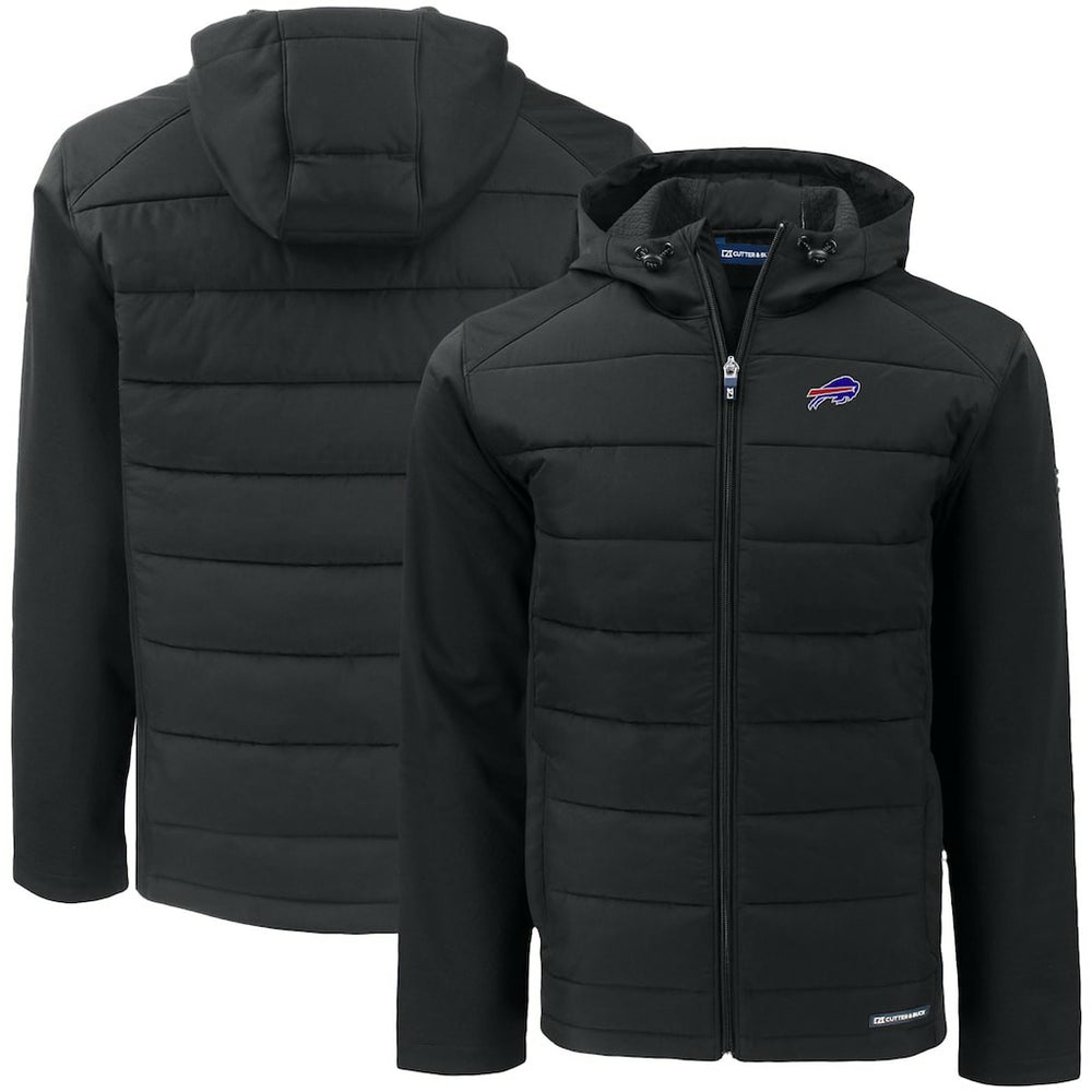Buffalo Bills Cutter & Buck Big & Tall Evoke Hybrid Eco Softshell Recycled Full-Zip Hooded Jacket
