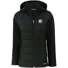 Pittsburgh Steelers Cutter & Buck Women's Evoke PrimaLoft Hybrid Eco Softshell Recycled Full-Zip Hooded Jacket