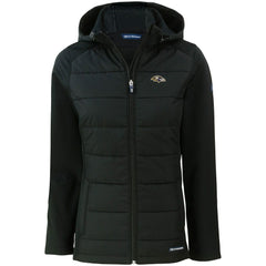 Baltimore Ravens Cutter & Buck Women's Evoke PrimaLoft Hybrid Eco Softshell Recycled Full-Zip Hooded Jacket