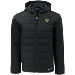 Jacksonville Jaguars Cutter & Buck Evoke PrimaLoft Hybrid Eco Softshell Recycled Full-Zip Hooded Jacket
