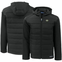 Green Bay Packers Cutter & Buck Evoke PrimaLoft Hybrid Eco Softshell Recycled Full-Zip Hooded Jacket