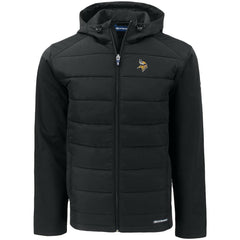 Minnesota Vikings Cutter & Buck Evoke PrimaLoft Hybrid Eco Softshell Recycled Full-Zip Hooded Jacket