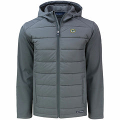 Green Bay Packers Cutter & Buck Evoke PrimaLoft Hybrid Eco Softshell Recycled Full-Zip Hooded Jacket
