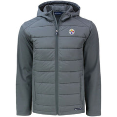 Pittsburgh Steelers Cutter & Buck Evoke PrimaLoft Hybrid Eco Softshell Recycled Full-Zip Hooded Jacket