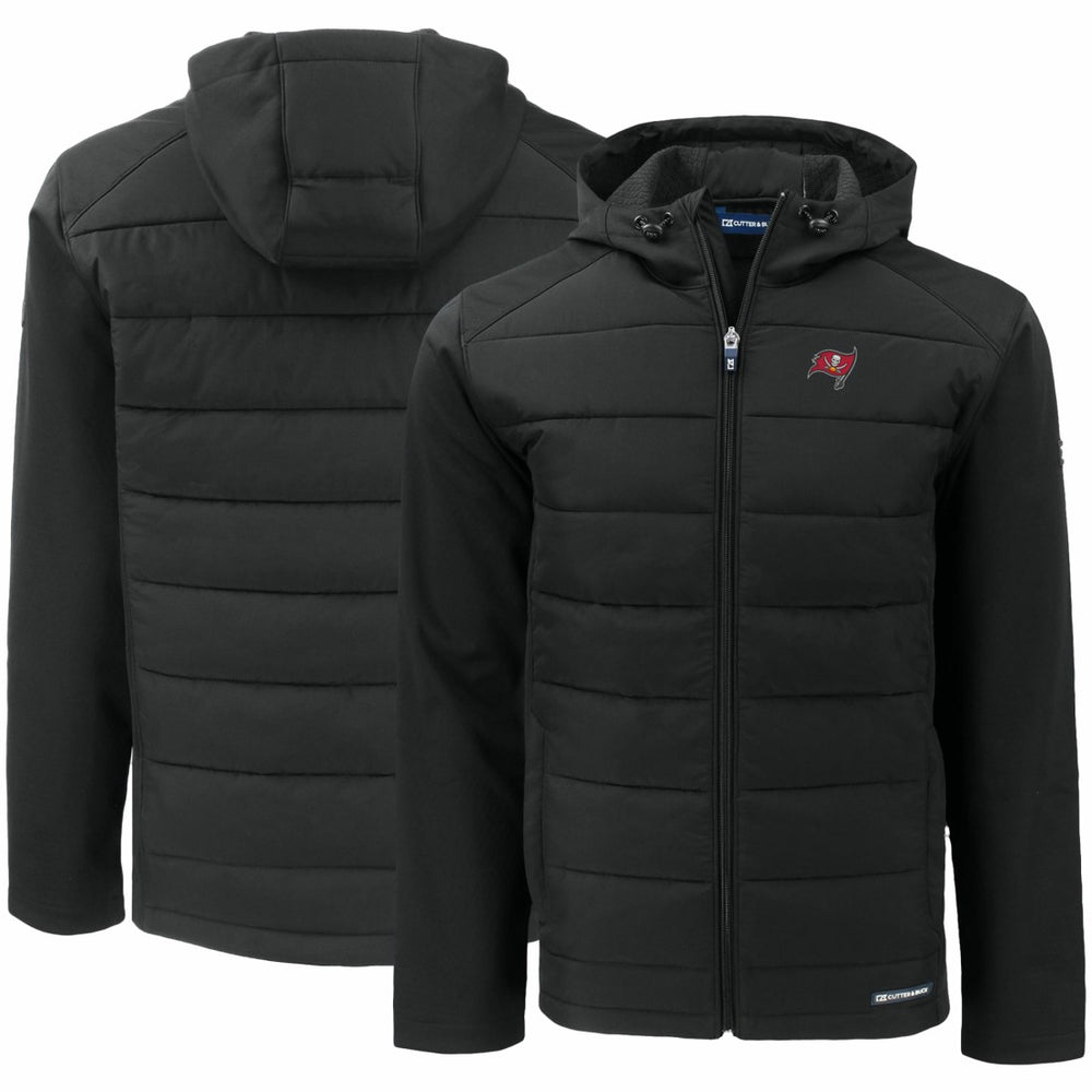 Tampa Bay Buccaneers Cutter & Buck Evoke PrimaLoft Hybrid Eco Softshell Recycled Full-Zip Hooded Jacket