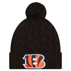 Cincinnati Bengals New Era Girls Youth Cabled Cuffed Knit Hat with Pom