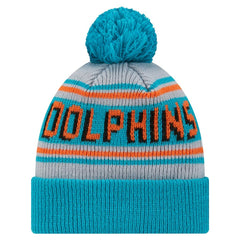 Miami Dolphins New Era Youth Main Cuffed Knit Hat with Pom