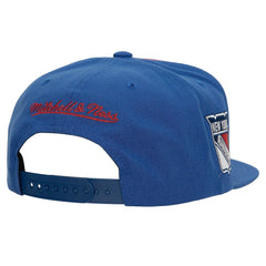 New York Rangers Mitchell & Ness Retro Script Colorblock Snapback Hat Sale