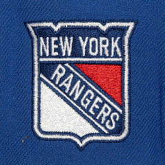 New York Rangers Mitchell & Ness Retro Script Colorblock Snapback Hat Sale
