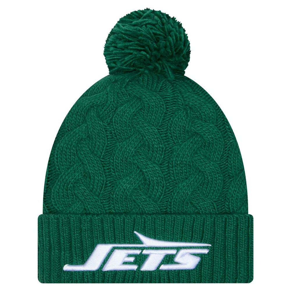 New York Jets New Era Women's Cable Cuffed Knit Hat with Pom