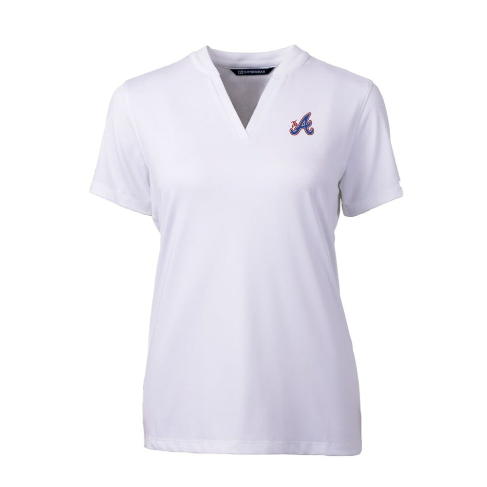 Atlanta Braves Cutter & Buck Women's City Connect DryTec Forge Stretch V-Neck Blade Top | MLB New