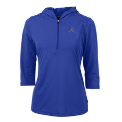 Atlanta Braves Cutter & Buck Women's City Connect Virtue Eco Pique Half-Zip 3/4 Sleeve Pullover Hoodie | MLB New