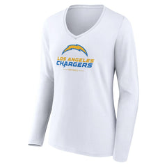 Los Angeles Chargers Women's Team Lockup Long Sleeve V-Neck T-Shirt