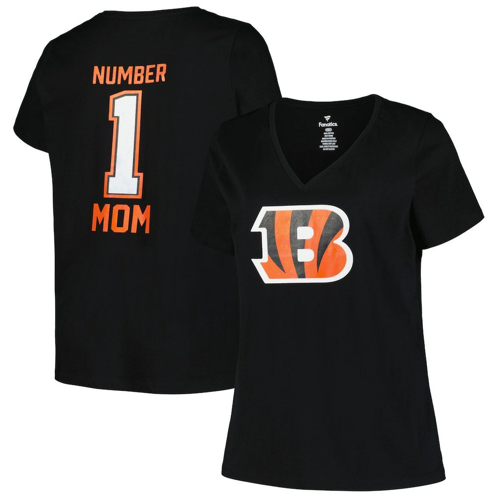 Cincinnati Bengals Fanatics Women's Plus Size Mother's Day #1 Mom V-Neck T-Shirt