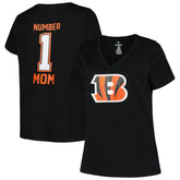 Cincinnati Bengals Fanatics Women's Plus Size Mother's Day #1 Mom V-Neck T-Shirt