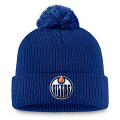 Edmonton Oilers Fanatics Primary Logo Cuffed Knit Hat with Pom On Sale