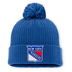 New York Rangers Fanatics Primary Logo Cuffed Knit Hat with Pom Online