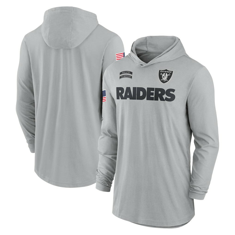Las Vegas Raiders Nike 2024 Salute to Service Lightweight Dri-FIT Long Sleeve Hoodie T-Shirt