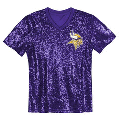 Minnesota Vikings Justin Jefferson Girls Youth Sequin V-Neck Fashion Jersey