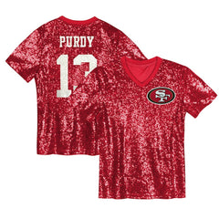 San Francisco 49ers Brock Purdy Girls Youth Sequin V-Neck Fashion Jersey