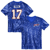 Buffalo Bills Josh Allen Girls Youth Sequin V-Neck Fashion Jersey