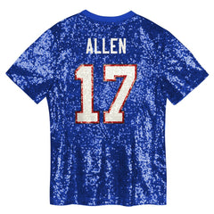 Buffalo Bills Josh Allen Girls Youth Sequin V-Neck Fashion Jersey