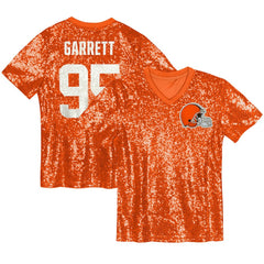 Cleveland Browns Myles Garrett Girls Youth Sequin V-Neck Fashion Jersey